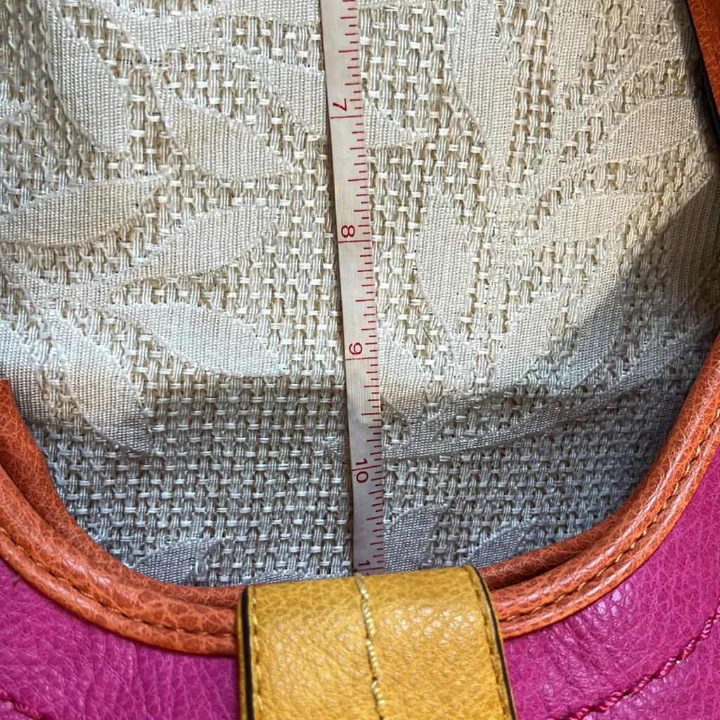 b•o•c Faux Leather Pink Yellow Orange Multicolor Handbag Purse‎ Shoulder Bag - Image 6