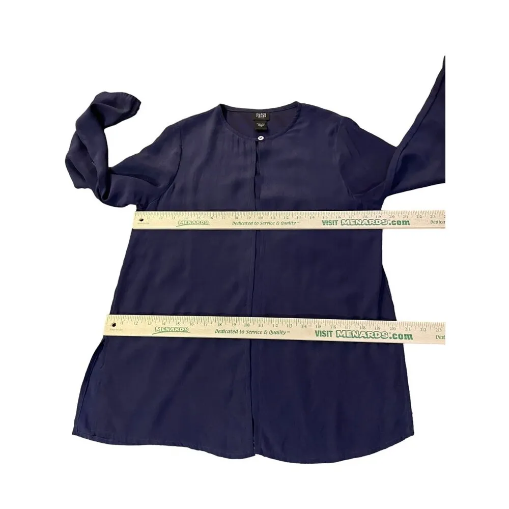 Eileen Fisher Cardigan Womens PS Petites Used Blue 100% Silk - Image 9