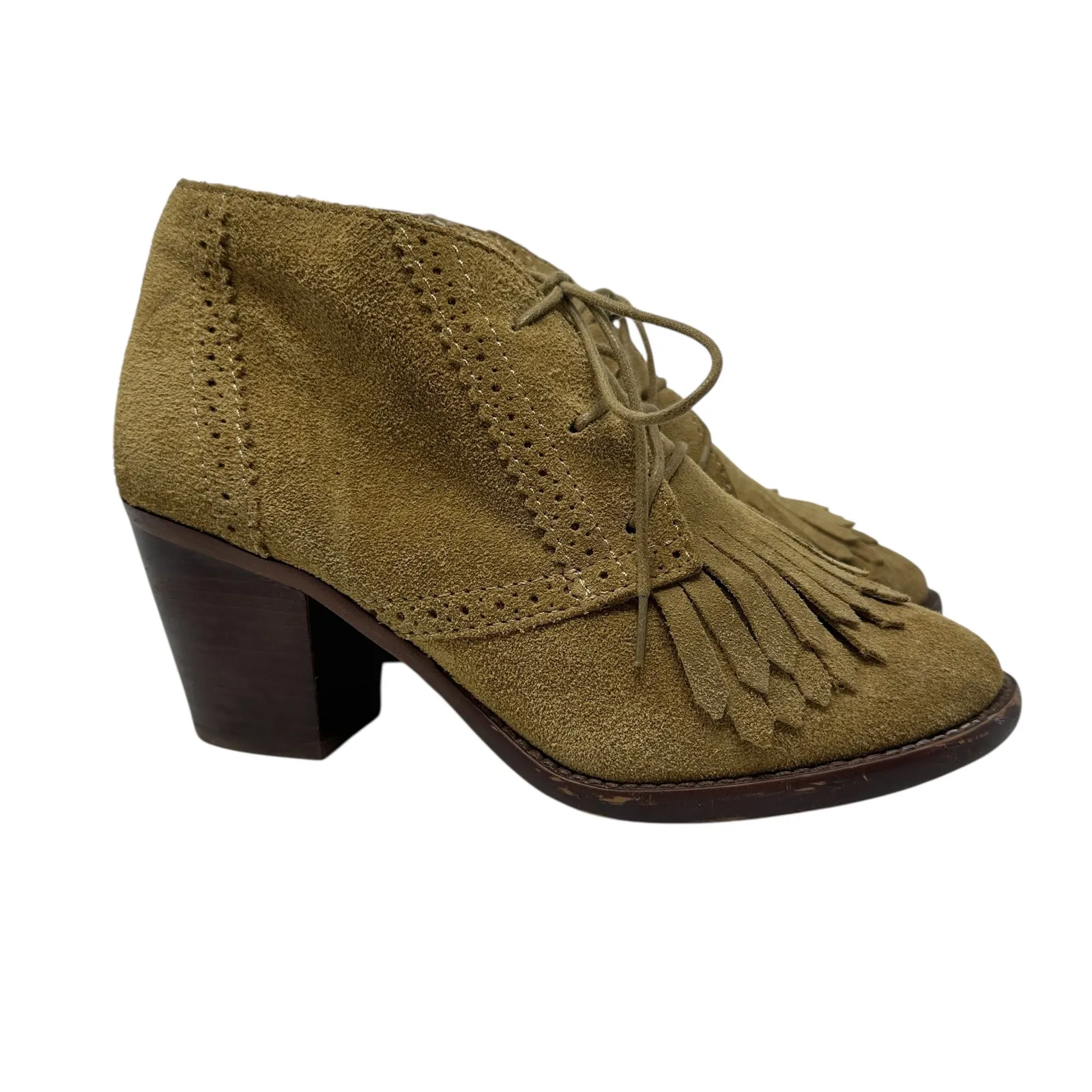 Madewell 1937 The Aberdeen Ankle Booties Suede Fringe Tan Beige‎ Size US 7 - Image 6