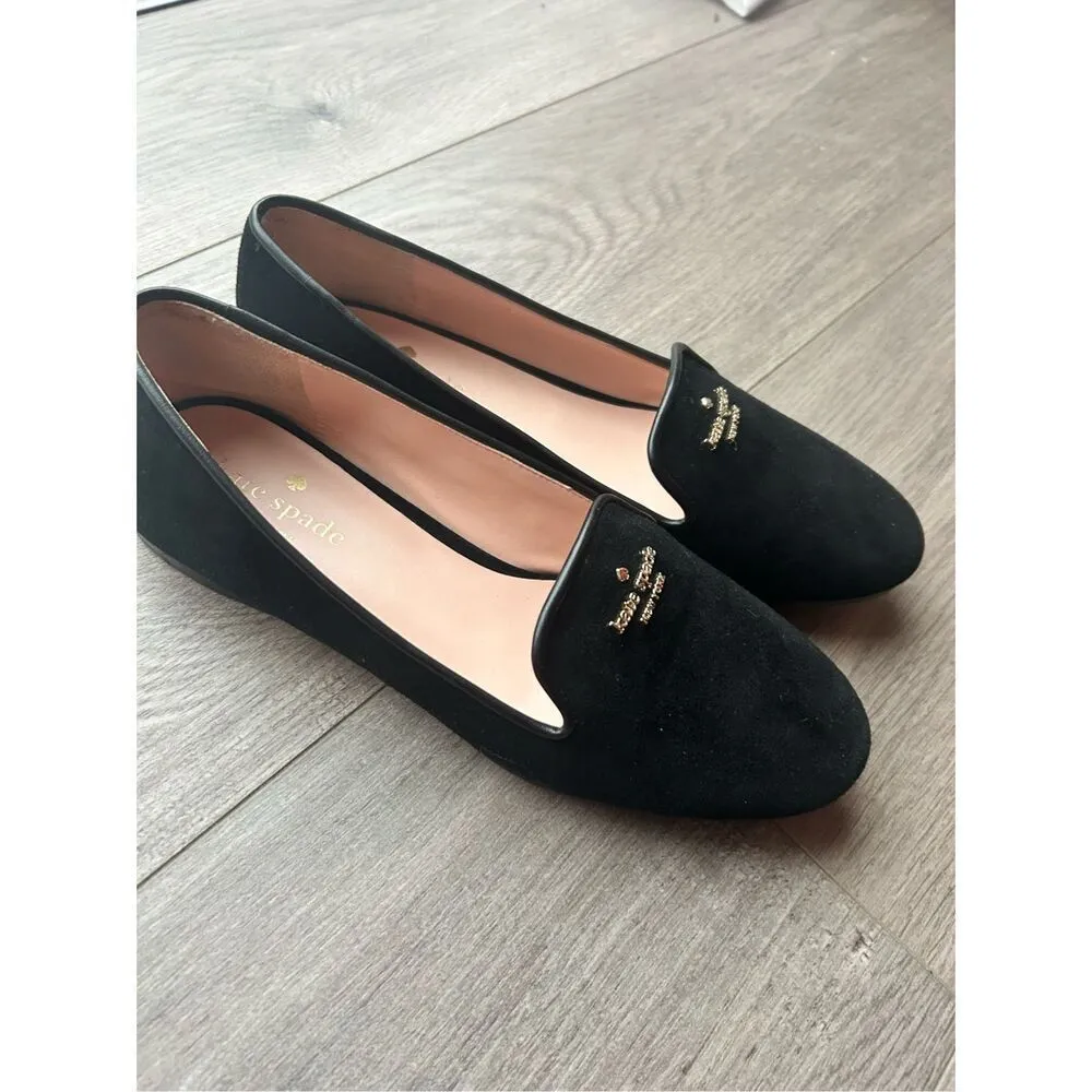 Kate Spade Signature Claudia Suede Flat Loafer Black size 8  leather upper - Image 2