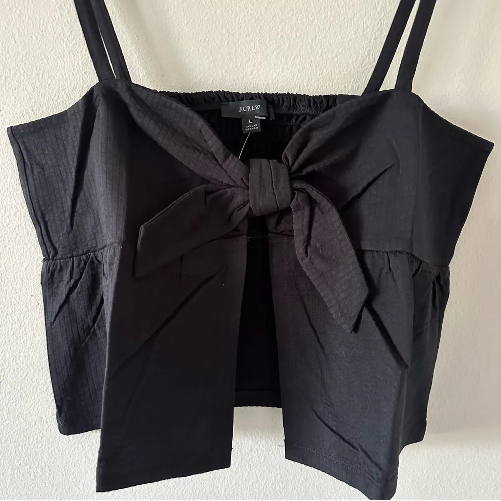 J. Crew Black Tie Front Spaghetti Strap Tank Top NEW - Image 3