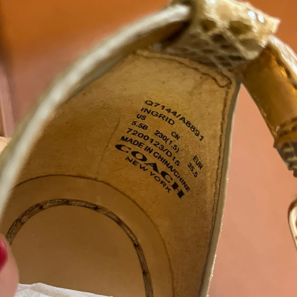 COACH INGRID NATURAL SNAKE PRINT SANDAL WOMEN SZ 5.5 NATURAL NEW IN BOX - Image 7