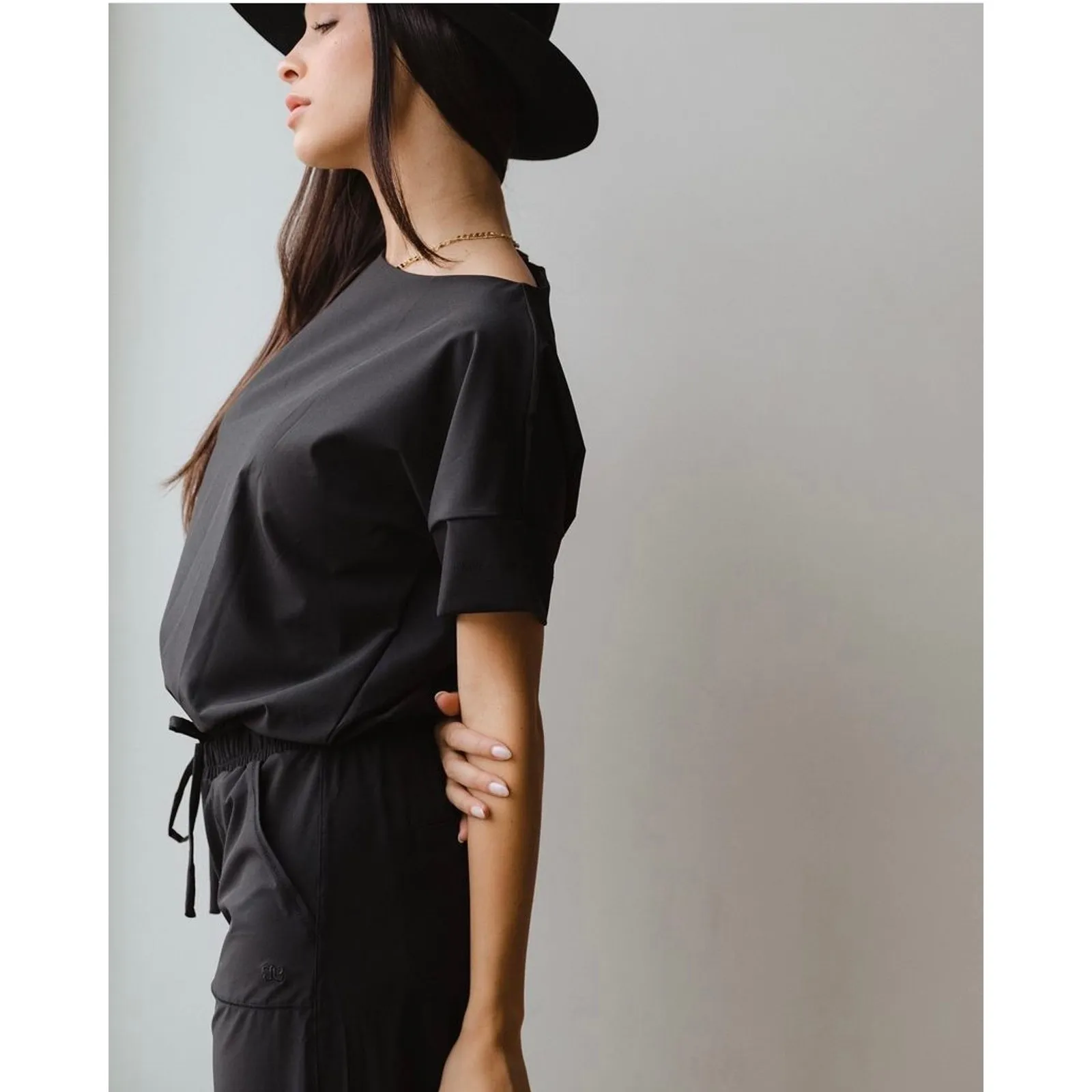 Albion Everyday Athletic Short Sleeve Jumpsuit One Piece Romper Black Medium - Image 2