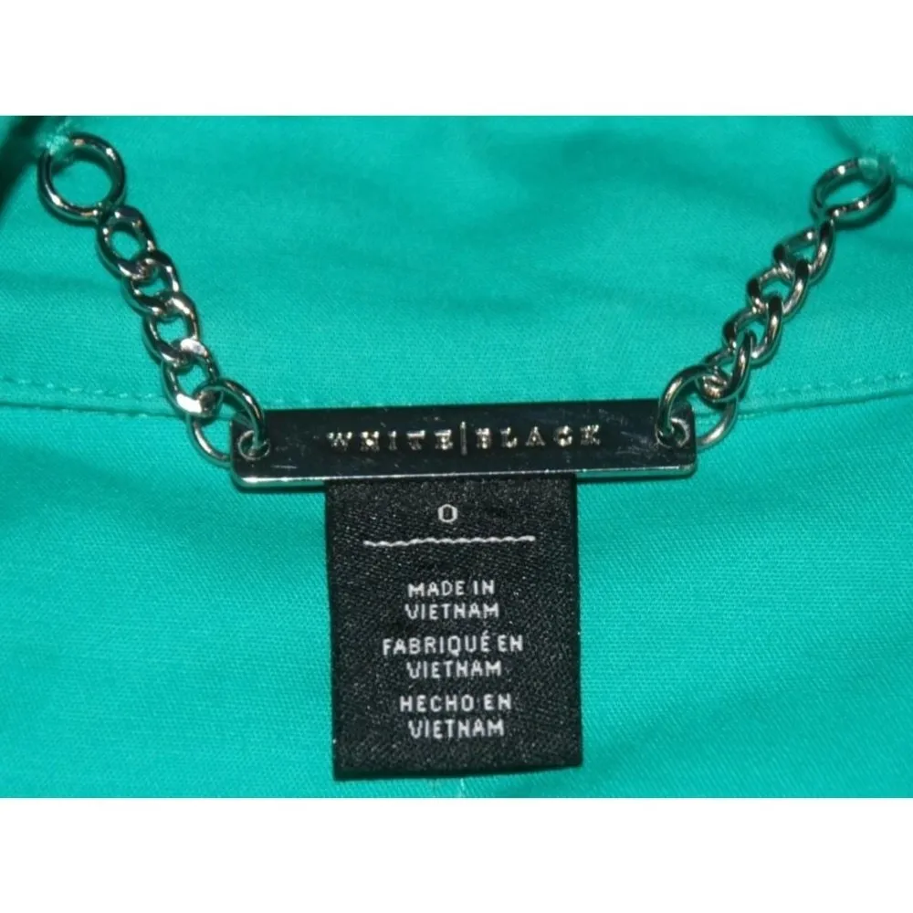 White House Black Market Green Pea Coat Jacket Size 0 3/4 Sleeve Pockets - Image 12