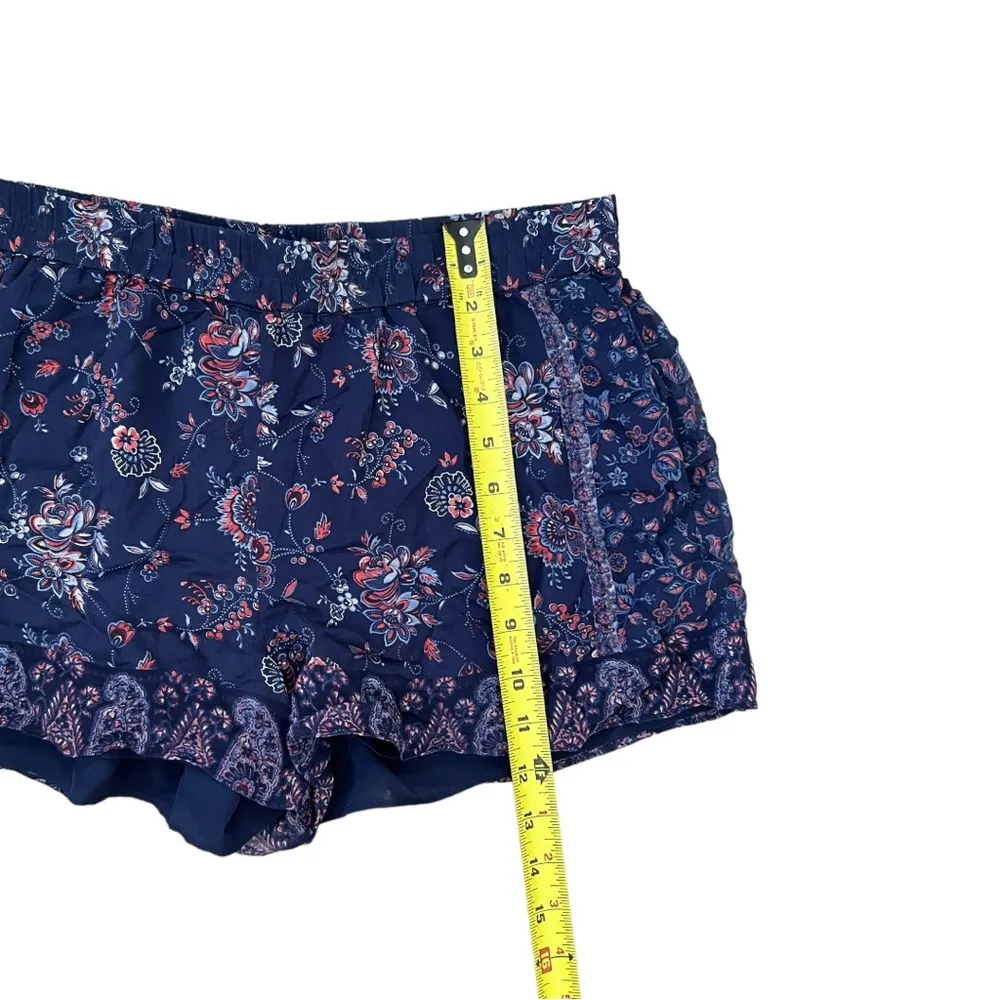 Joie Ciri Floral Printed Silk Shorts In Dark Navy Size Medium - Image 5