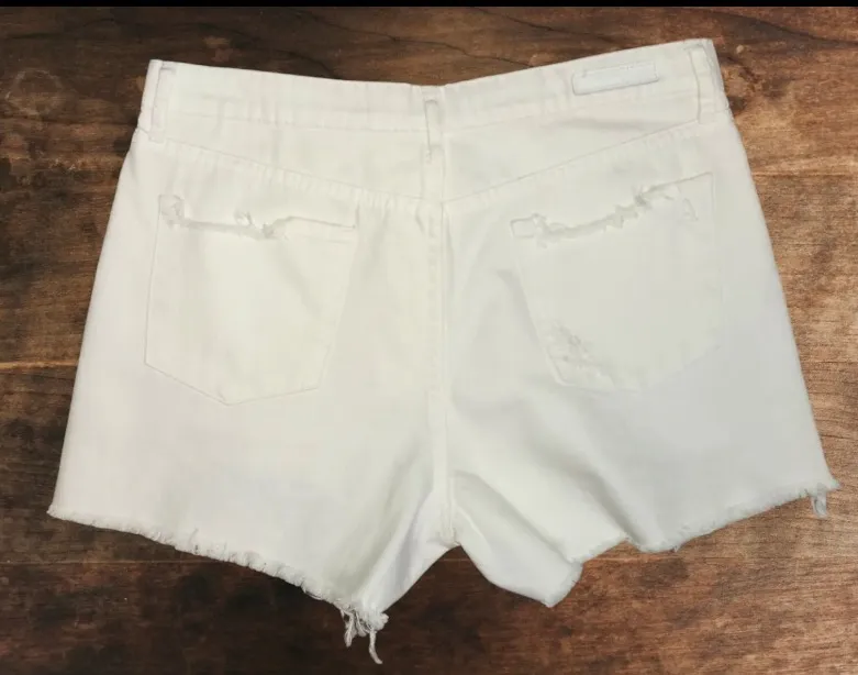 Tag 30 Actual 32 Raw Hem Short Denim White Cut Off Festival - Image 3
