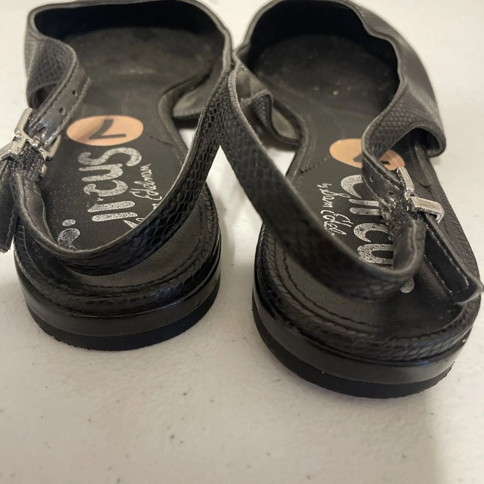 Circus by Sam Edelman Circus Sam Edelman Black Textured Pointed Toe Slingback Flats 7 - Image 6