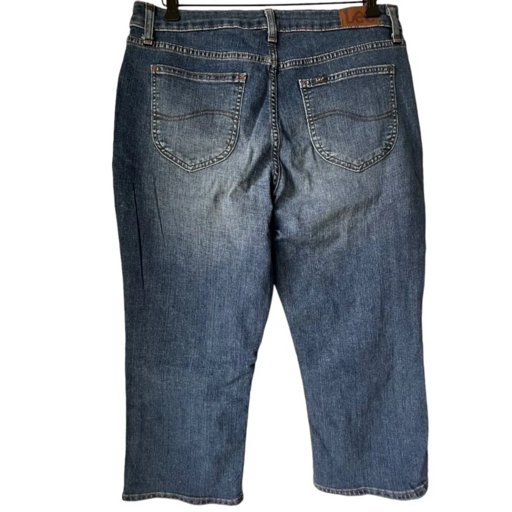 WOMEN'S LEE jean REGULAR FIT CAPRI MID RISE SEATTLE FOG blue plus size14M - Image 7