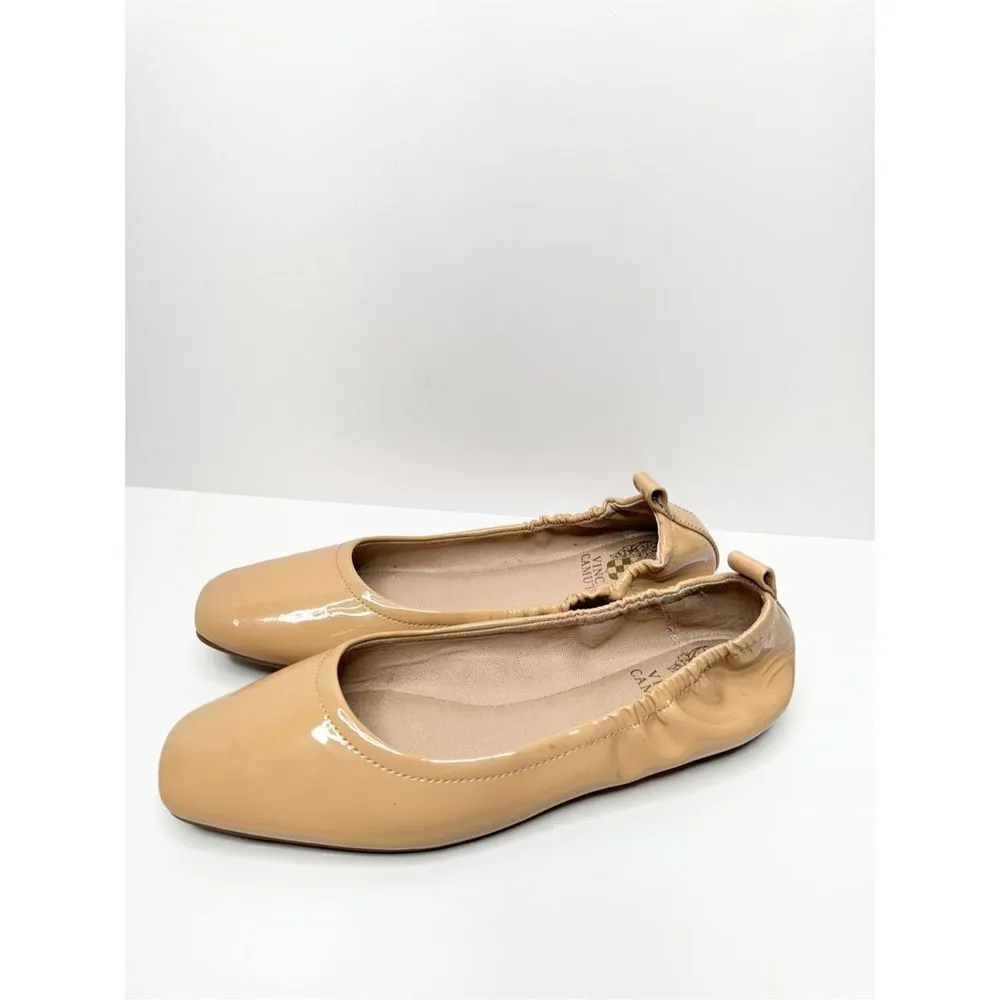 Vince Camuto Flats Womens Size 6 Tan Patent Leather Slip On Ballet Shoes - Image 2