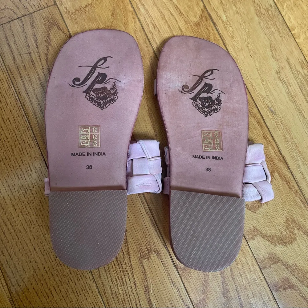 Free People Woven River Leather Slip-On Sandals Pink Super Soft Sz 8/EU 38 - Image 7