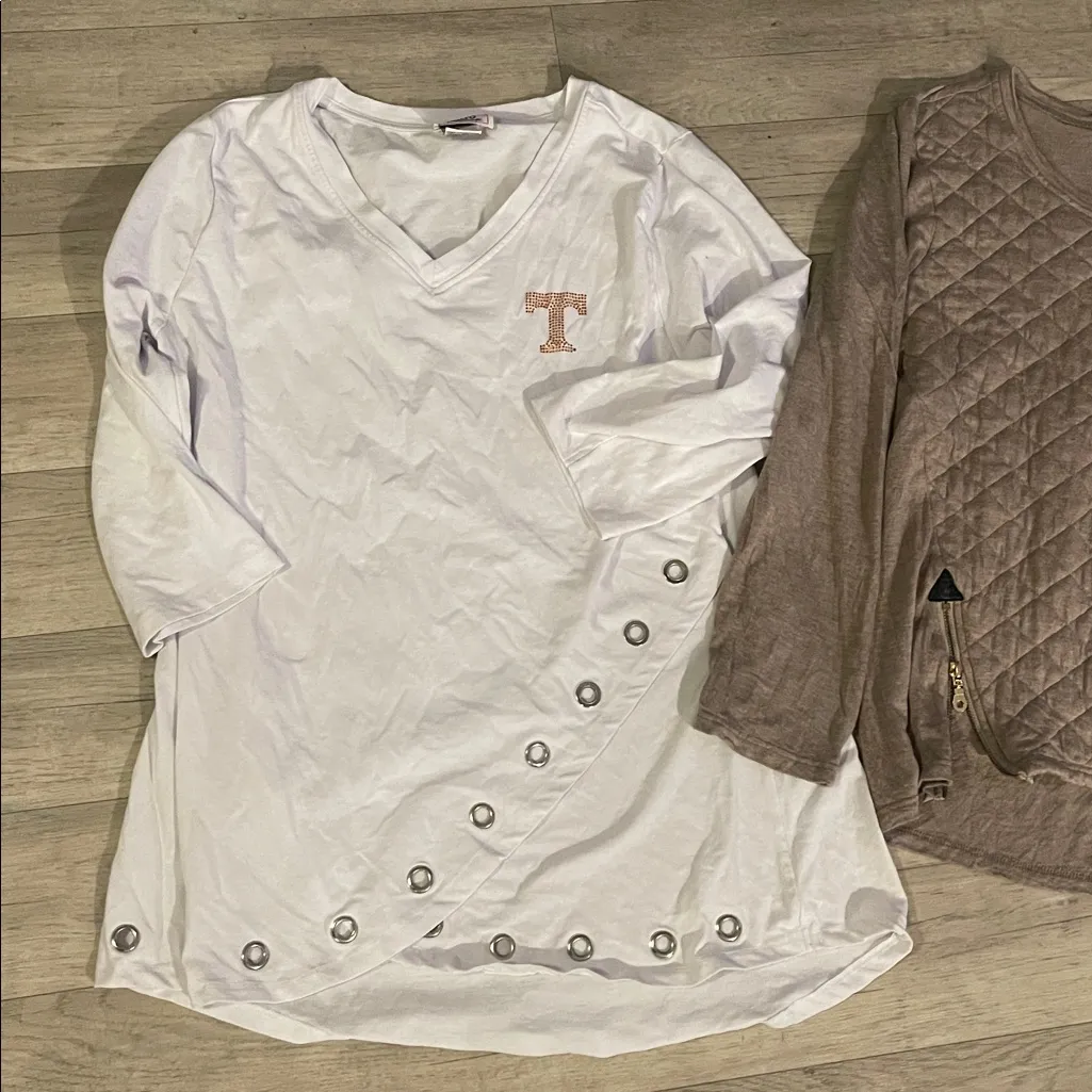 Tennessee volunteers gameday wear women’s xl Quilted Brown White eyelet Tops - Image 3