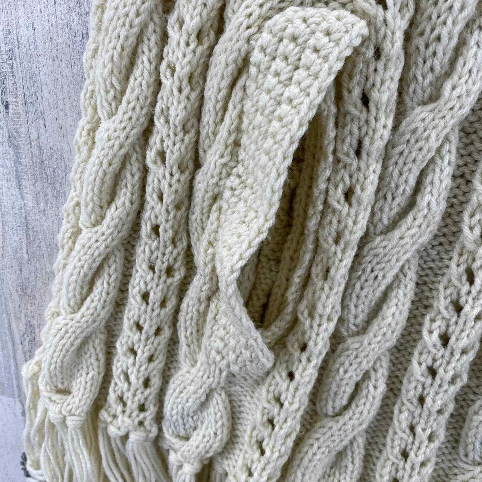 Vintage 70s Cottagecore Folk Crochet Cable Knit Sweater Shawl Womens One Size Size undefined - Image 5