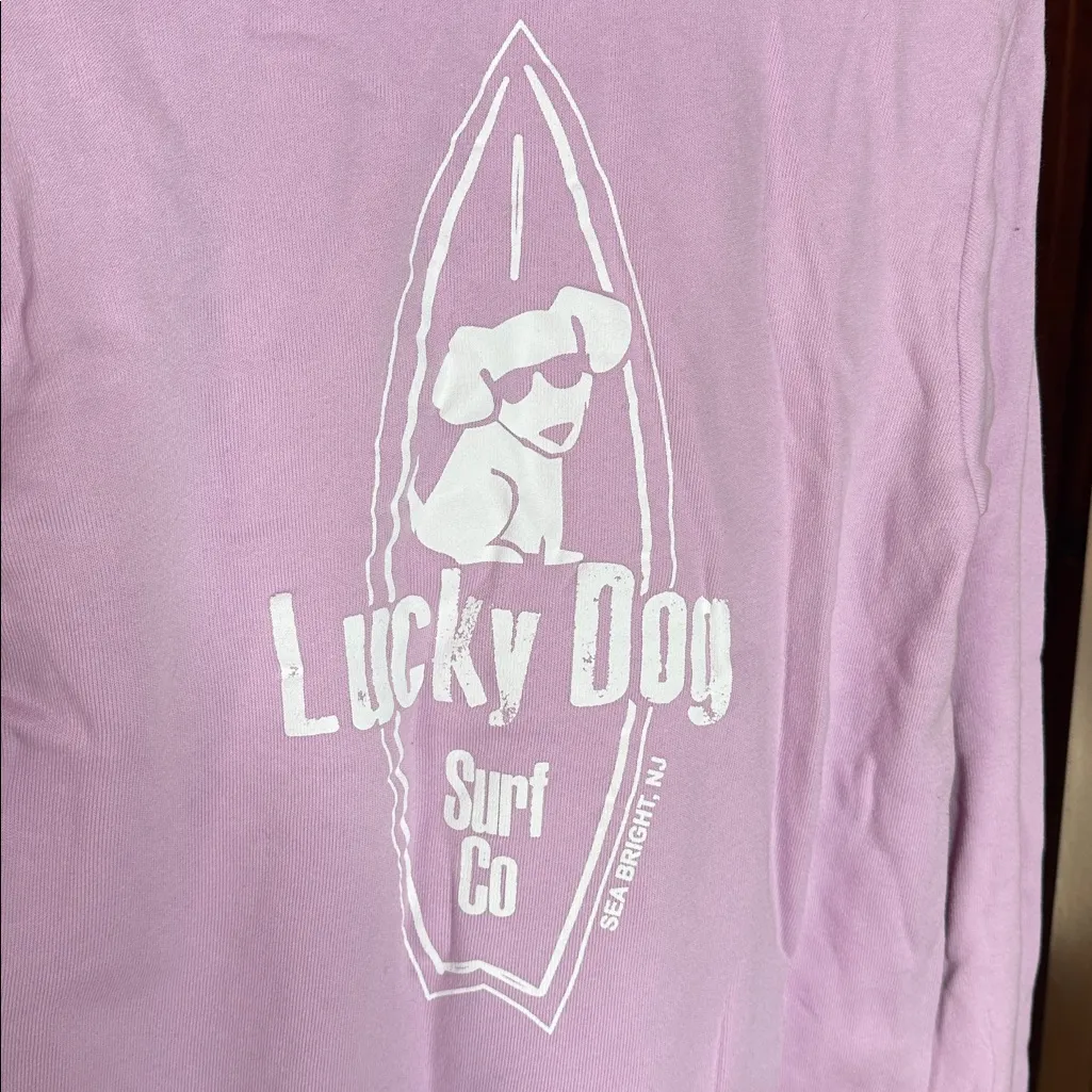 NWOT Lucky Dog Surf Co Sea Bright, NJ Lavender Pullover Hoodie Size Medium - Image 9