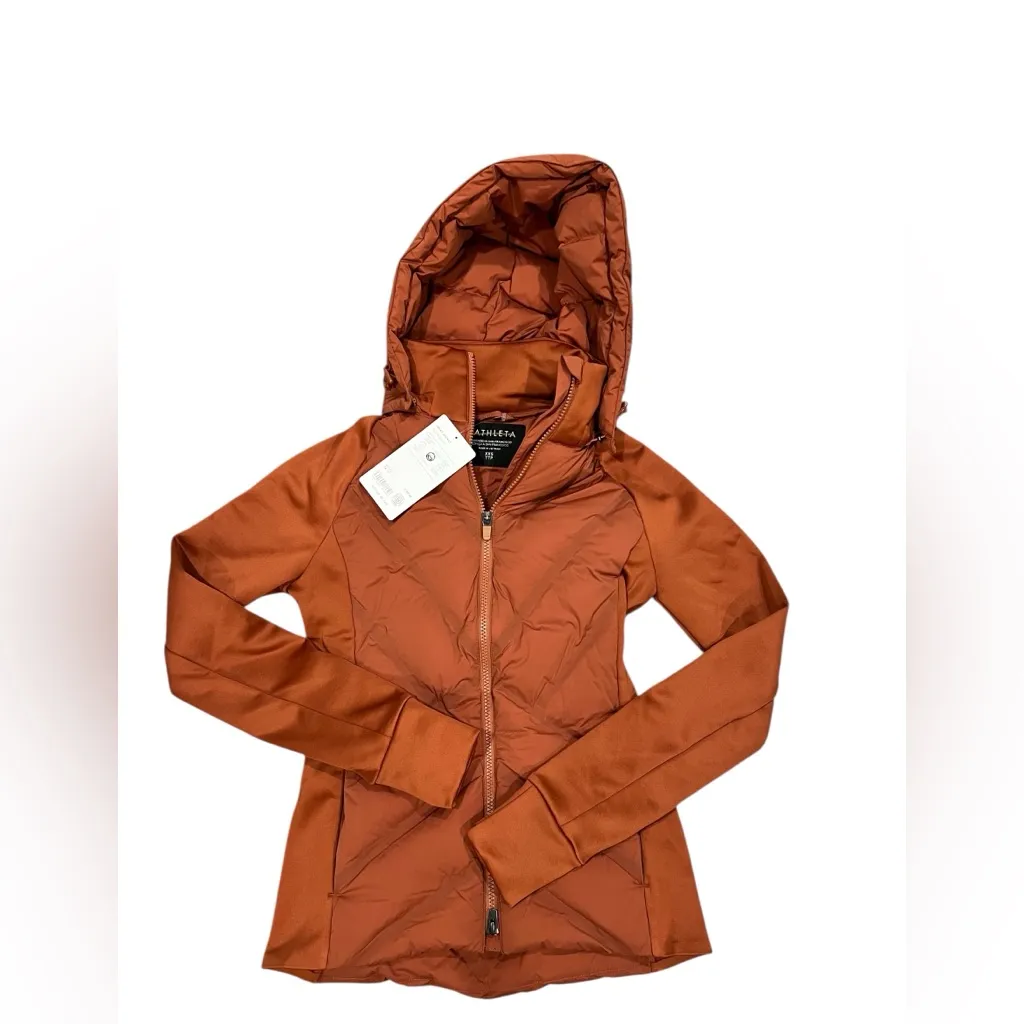 Athleta Inlet Athletic Hooded Workout Jacket stretch Sienna Brown Medium XXS NWT - Image 5