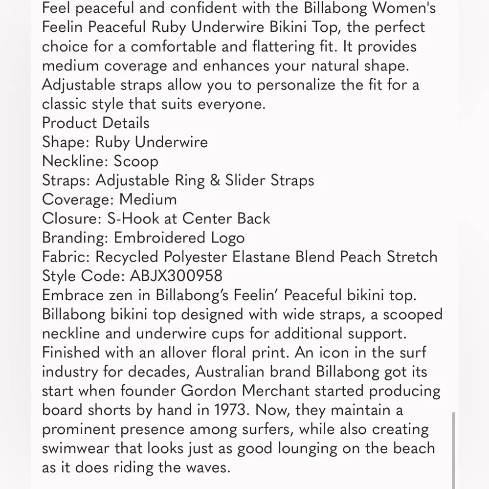 Billabong Feelin Peaceful Ruby Underwire Bikini Top - Image 4