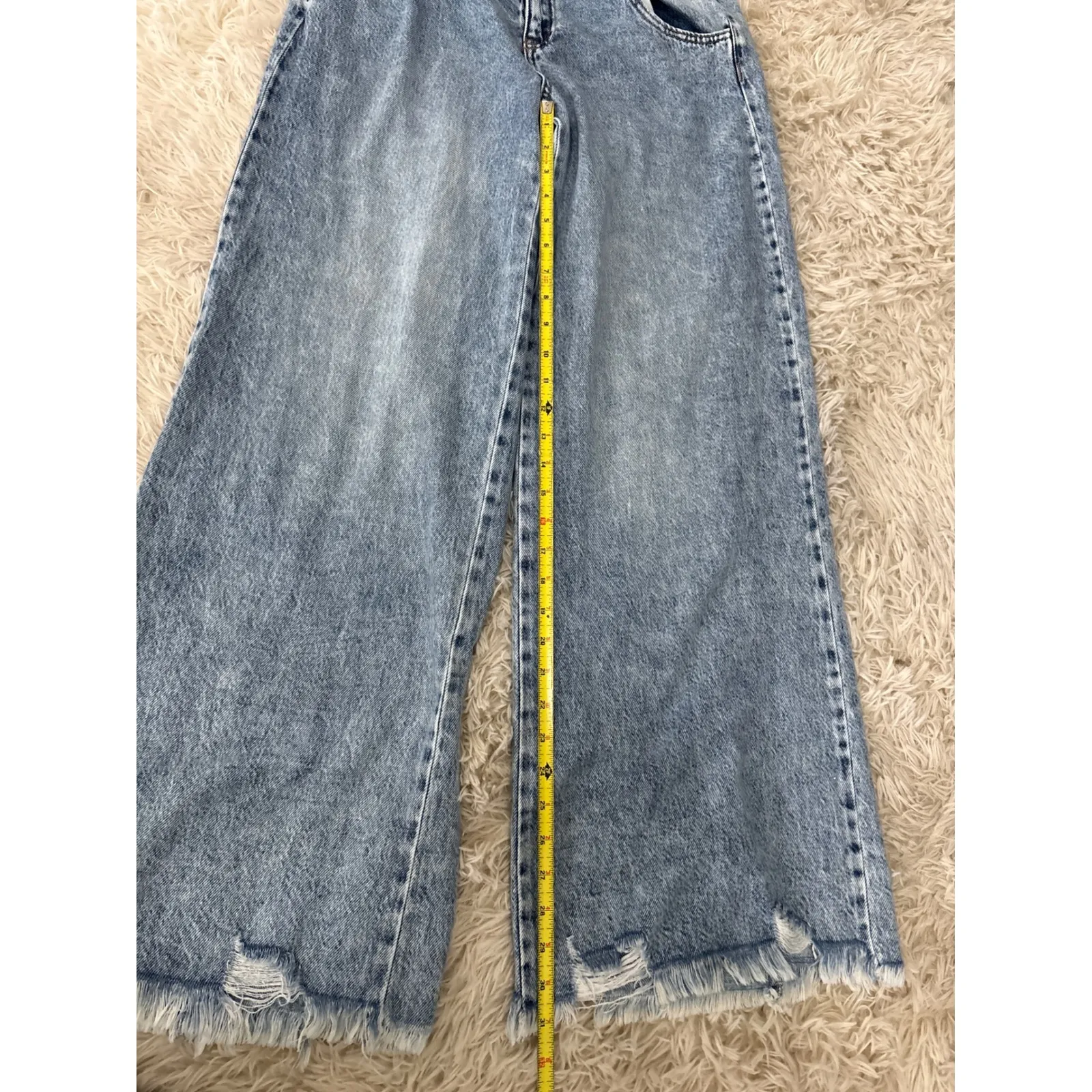 Rewash Brand Womens Jeans Light Wash Wide Leg Baggy Distressed Low Rise Size 3 Blue - Image 6