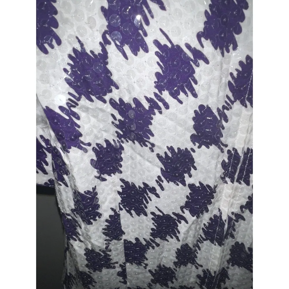 NWT Vintage Morton Myles Purple & White Size 10 Dress. Flare Bottom - Image 6