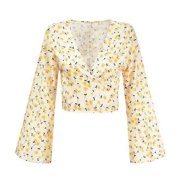 Floral Crop Top, Large Yellow - Image 4