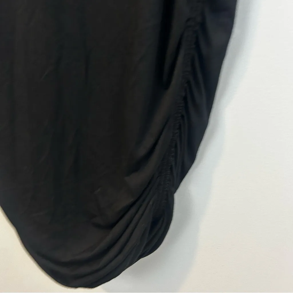 NWT Good American Black Long Sleeve Ruched Bodycon Midi Dress Size Medium - Image 10
