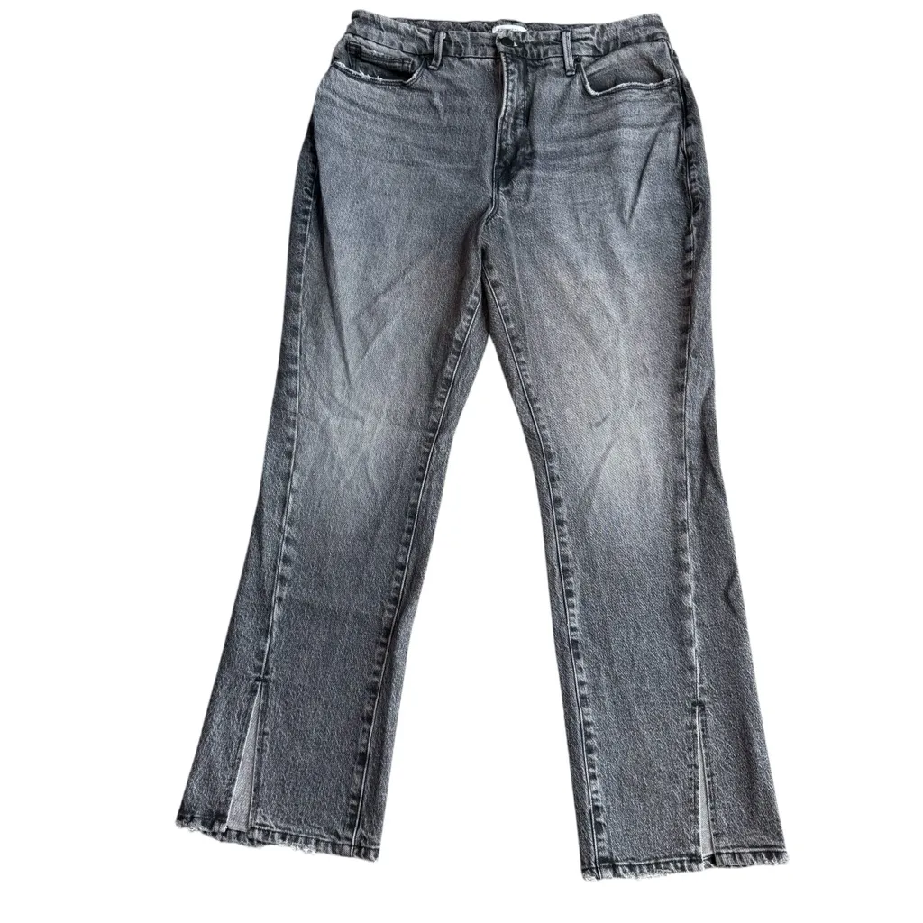 Good American Size 10/30 Curvy Twist Straight Leg Jeans‎ Washed Black Split Hem - Image 3