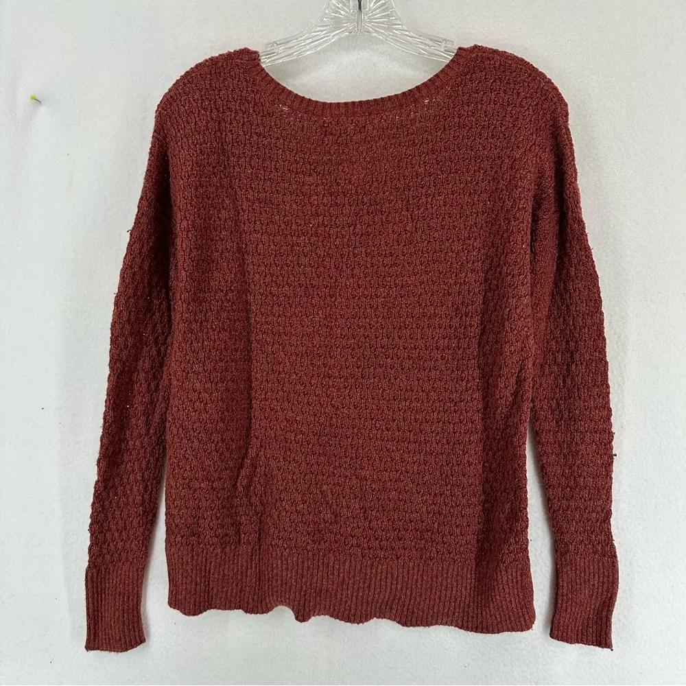 American Eagle V Neck Knit Pullover Sweater Women’s XS Orange - Image 7
