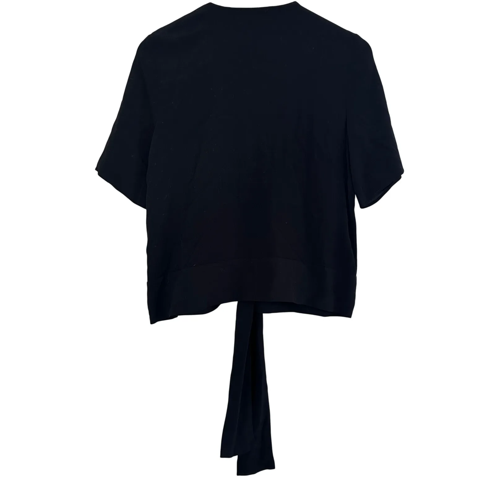 Alexis Goya Black Lace-Up Tie-Front Short Sleeve Blouse Top XS Viscose Casual‎ - Image 2