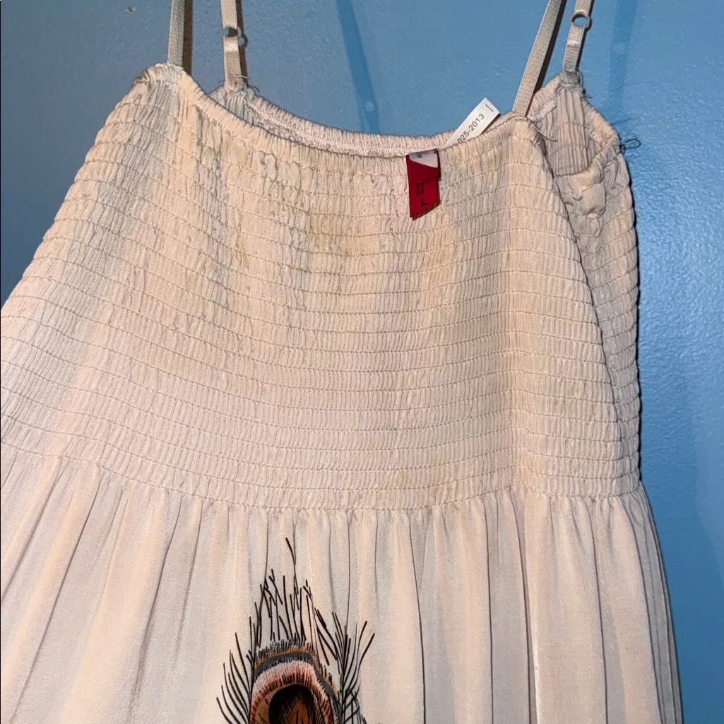 Elegant Cream and Brown Maxi Dress Size L - Image 4