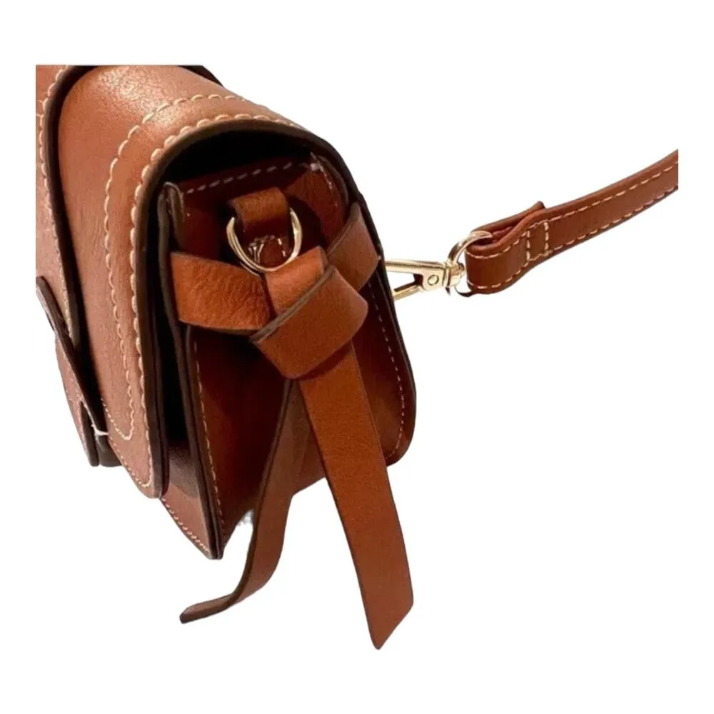 NEW Rachel Zoe’s Curateur Edessi BELT CROSSBODY BAG Brown Vegan Leather Handbag - Image 9