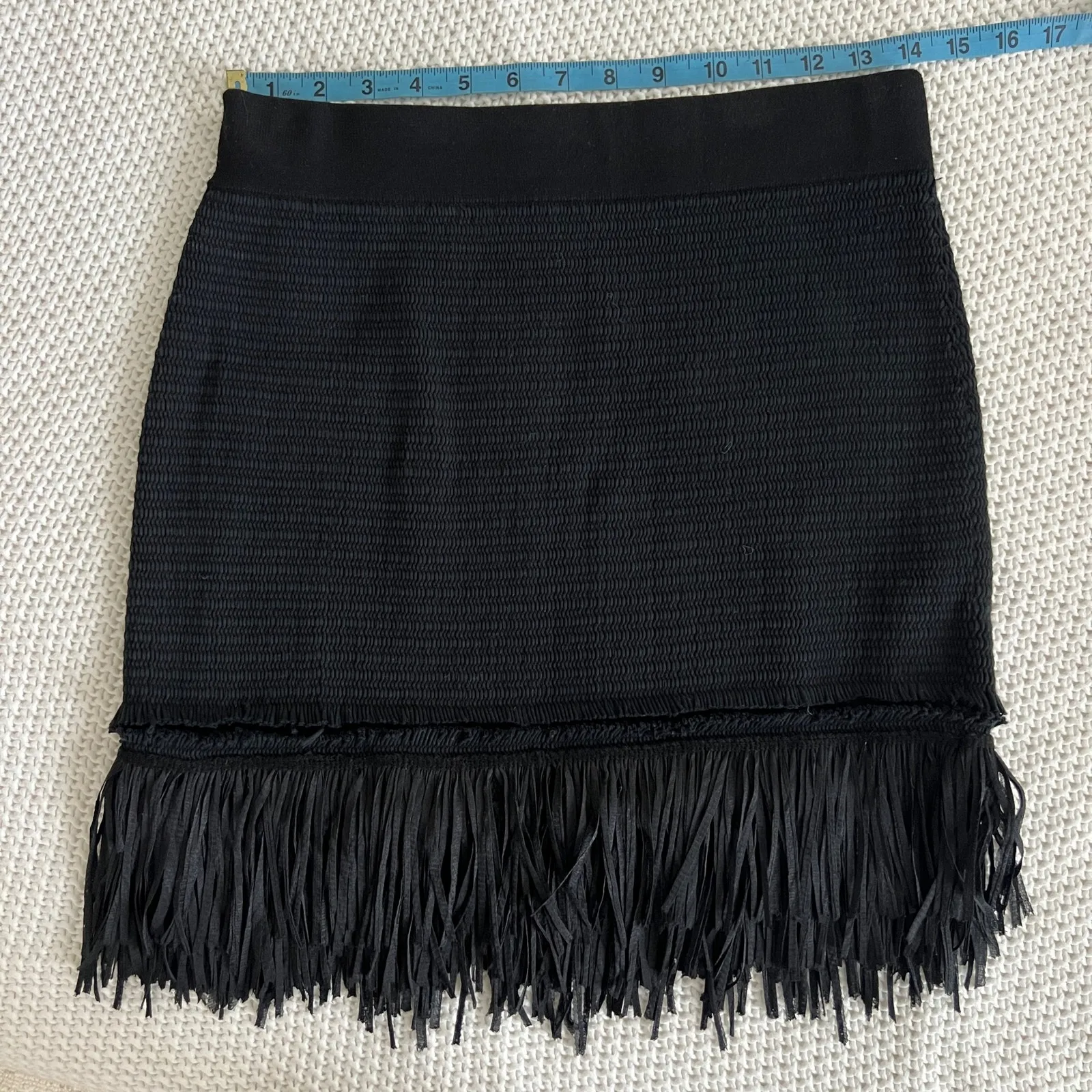 CLUB MONACO Fredrikah Fringe Knit  Sweater Skirt In Black Size S - Image 9