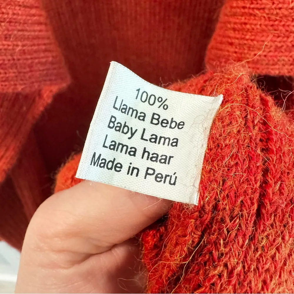 La Domenica La Casa De La Llama 100% Baby Llama Burnt Orange Cardigan Sweater L Size L - Image 6