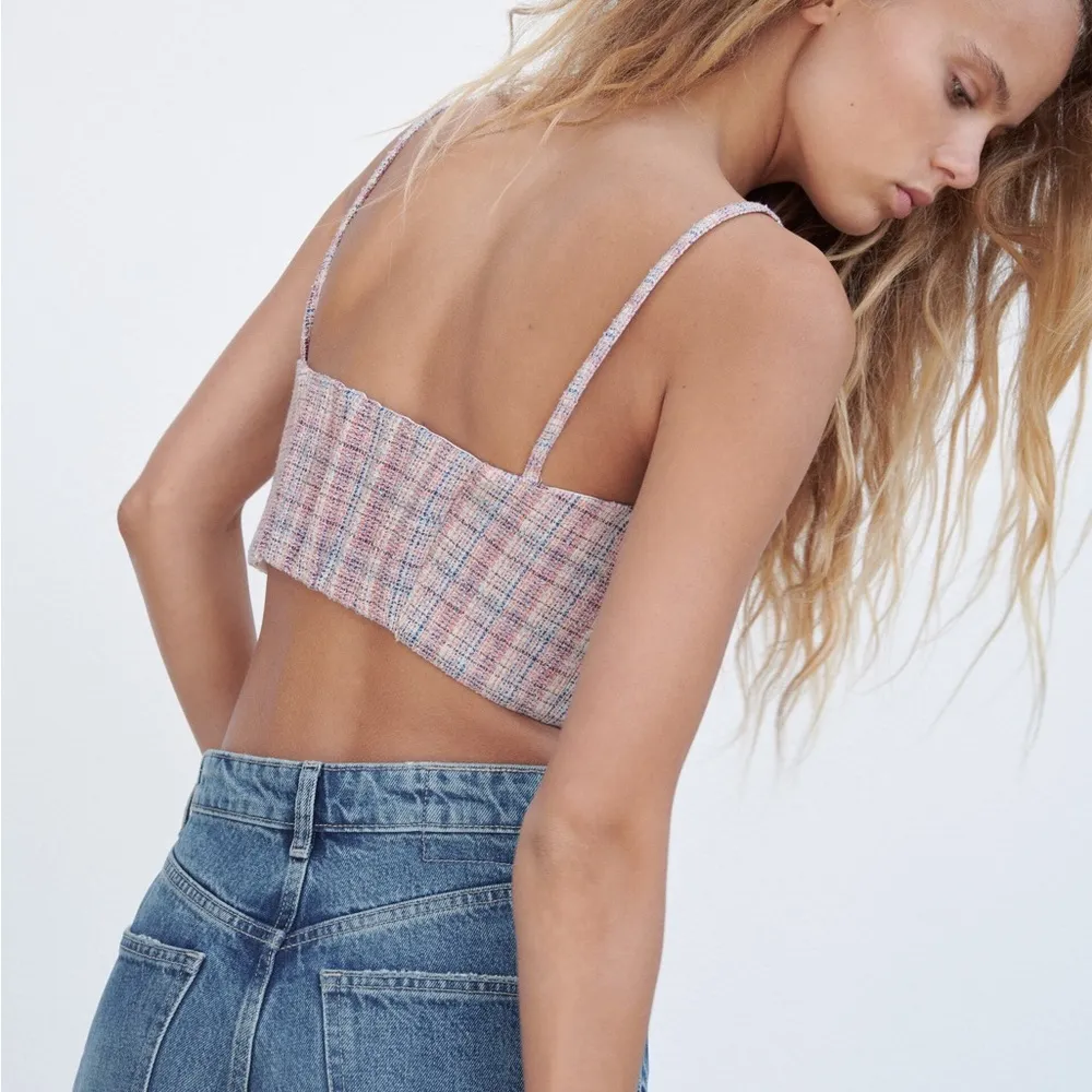 NWT ZARA CHECKERED CORSET CROP TOP BLOGGERS FAV LARGE - Image 6
