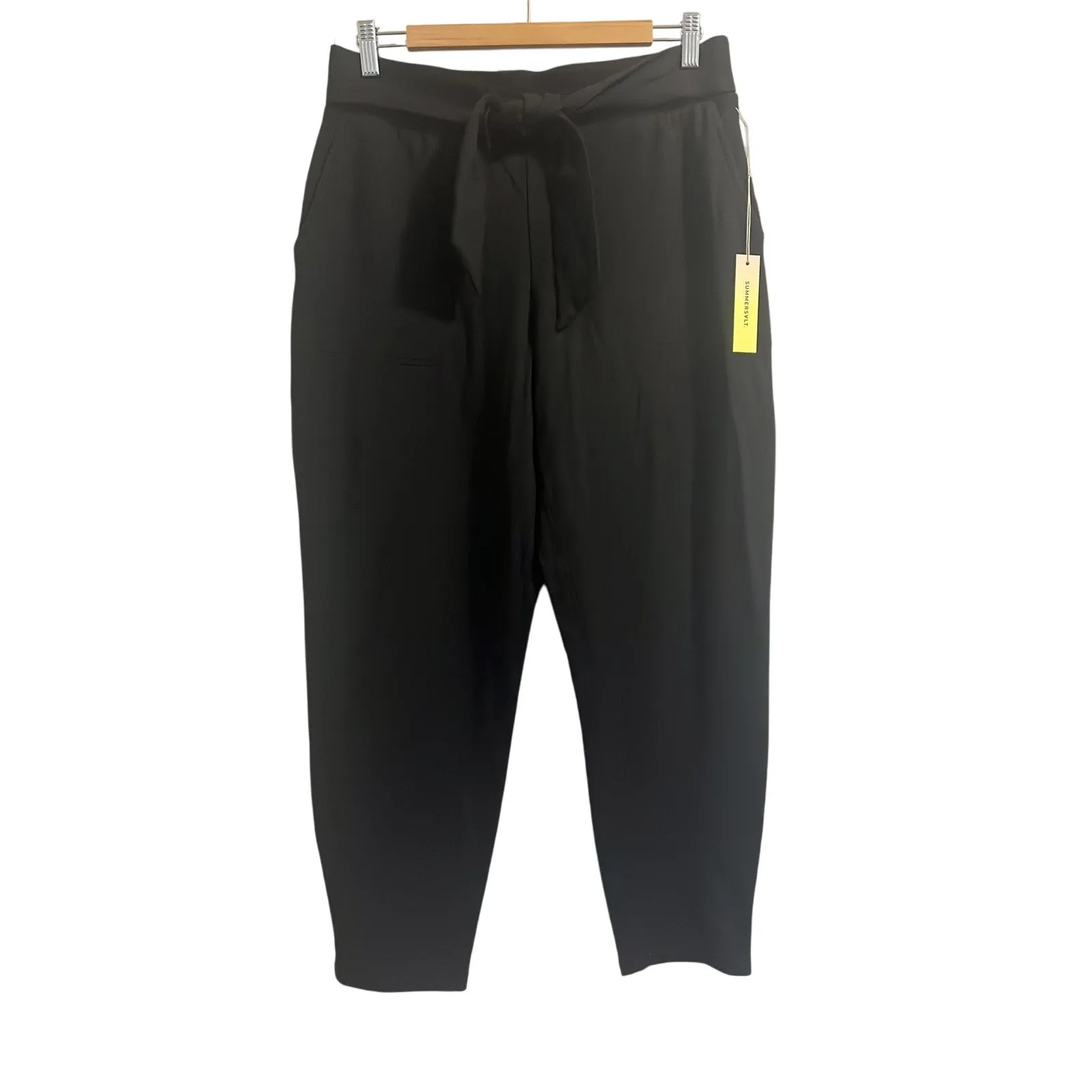 NWT SUMMERSALT The Softest French Terry Tie Waist Pant in Black sz. L - Image 2