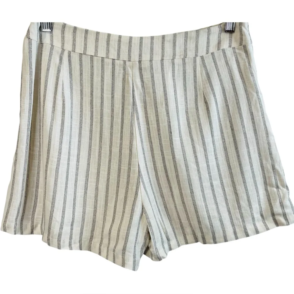 NWT Stradivarius Linen Look Wrap Detail Rustic Stripe Mini Skort Skirt Large - Image 5