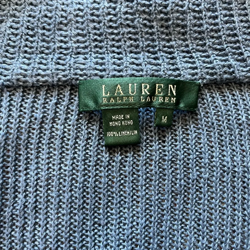 Vintage Lauren Ralph Lauren Blue Shawl Collar Cardigan Knit Top Women’s M Button Size M - Image 14
