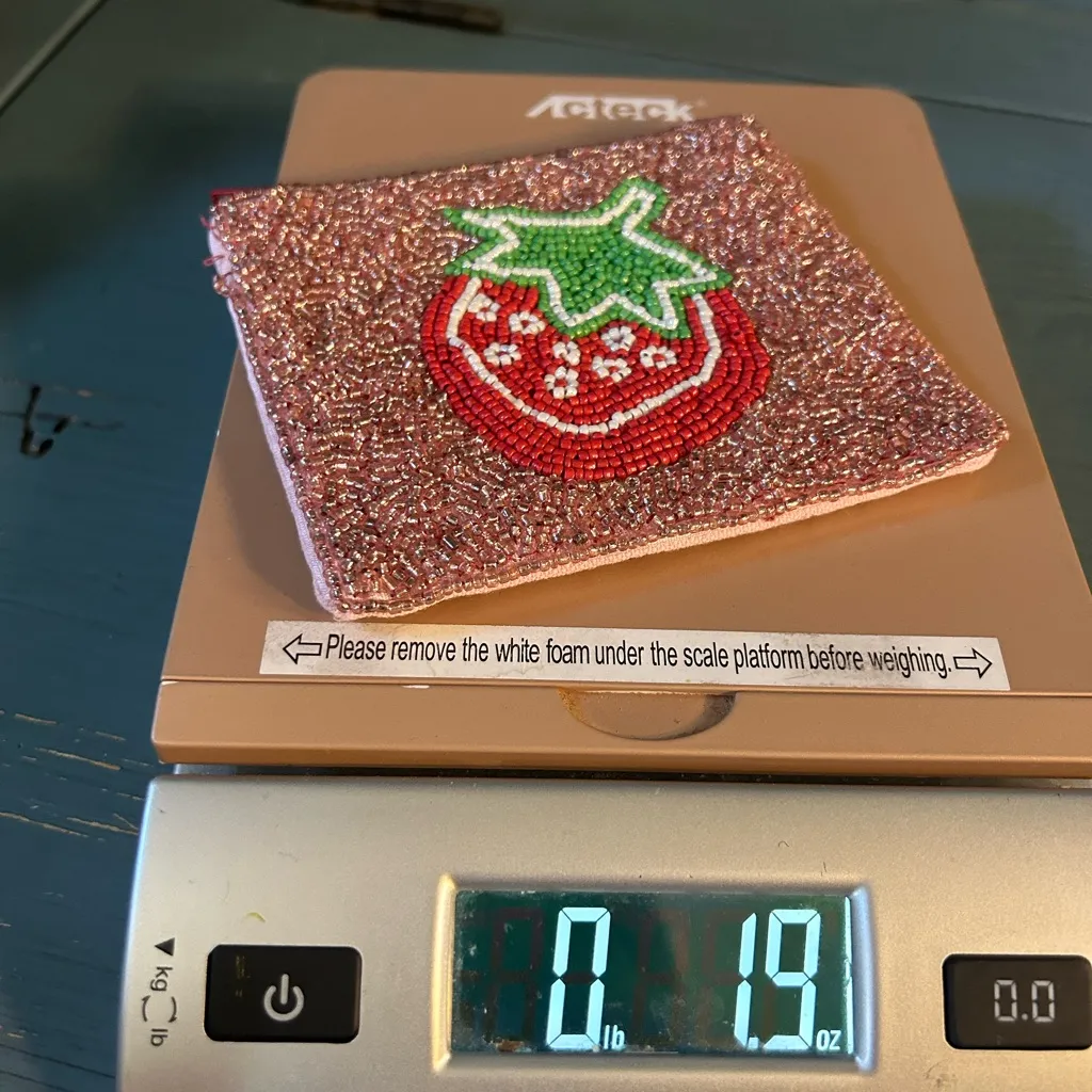 Pink Beaded Strawberry Coin Purse Red - Image 7