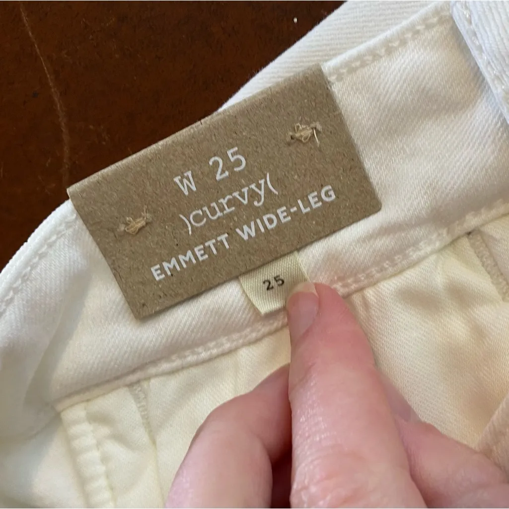 Madewell Curvy Emmett Wide-Leg Jeans Tile‎ White Welt Pocket Edition Size 25 NWT - Image 6