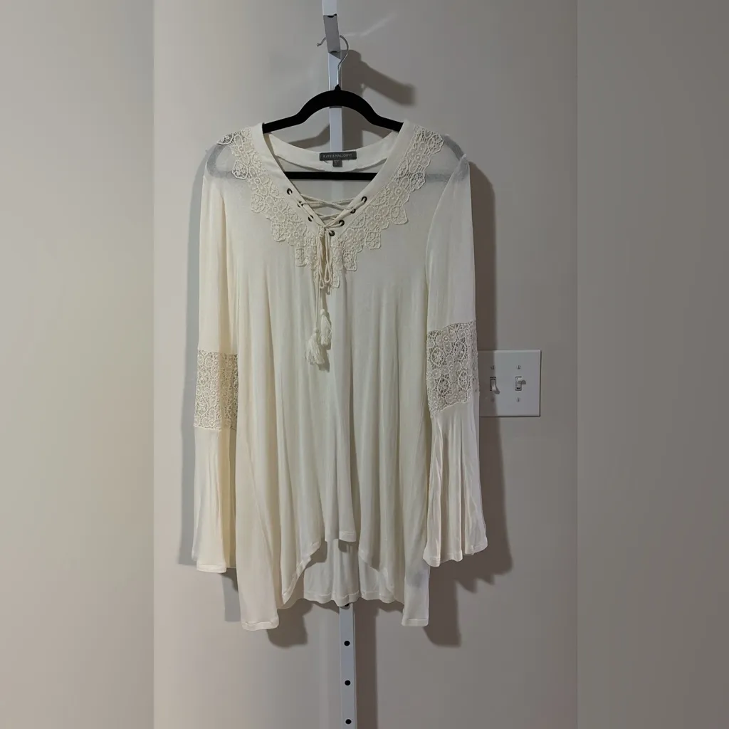 Kate & Mallory  White Lace-Up Blouse - Image 2