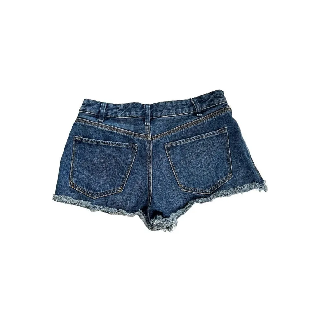Free People High Rise Cut Off Denim Jean Shorts 1" Festival Button Fly Size 28 - Image 5