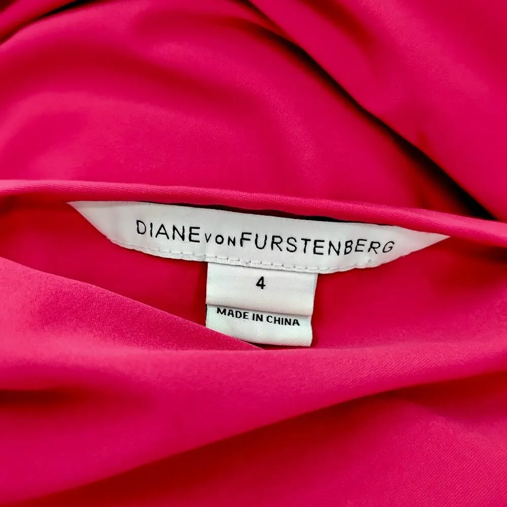 DVF Diane von Furstenberg Della Poplin Faux Wrap Dress Pink Gathered Waist 4 - Image 6