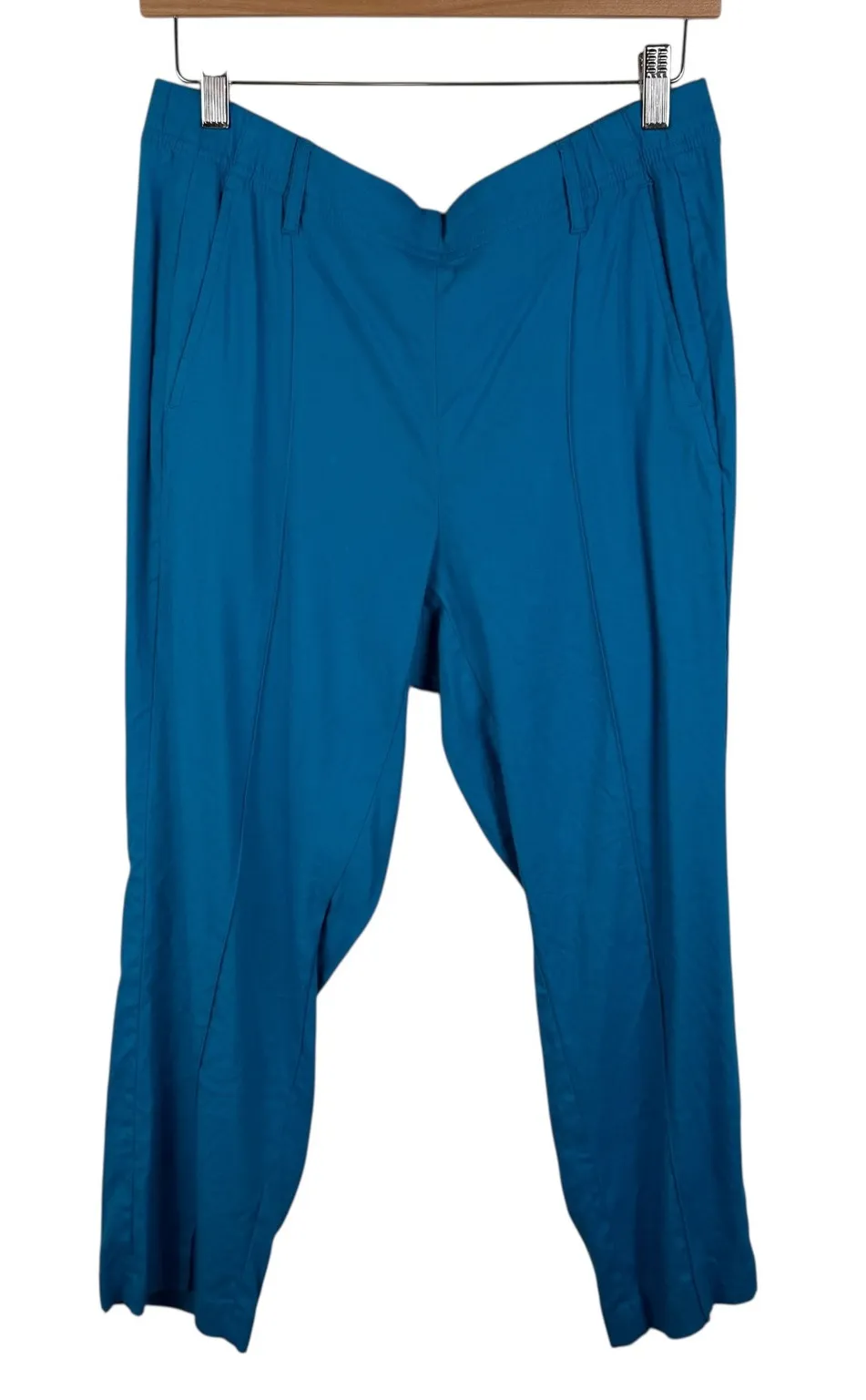 J Jill Linen Stretch Pants Medium Blue Ankle Pull On Travel Resort Lightweight - Image 1