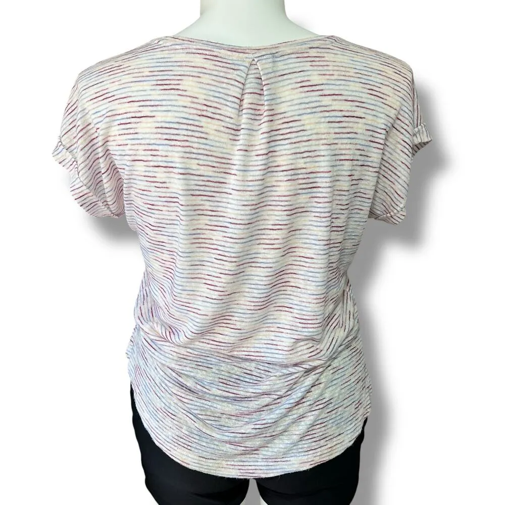 Bobeau Womens Knit T Shirt Pullover Lightweight Short Sleeve Pink Large - Image 3