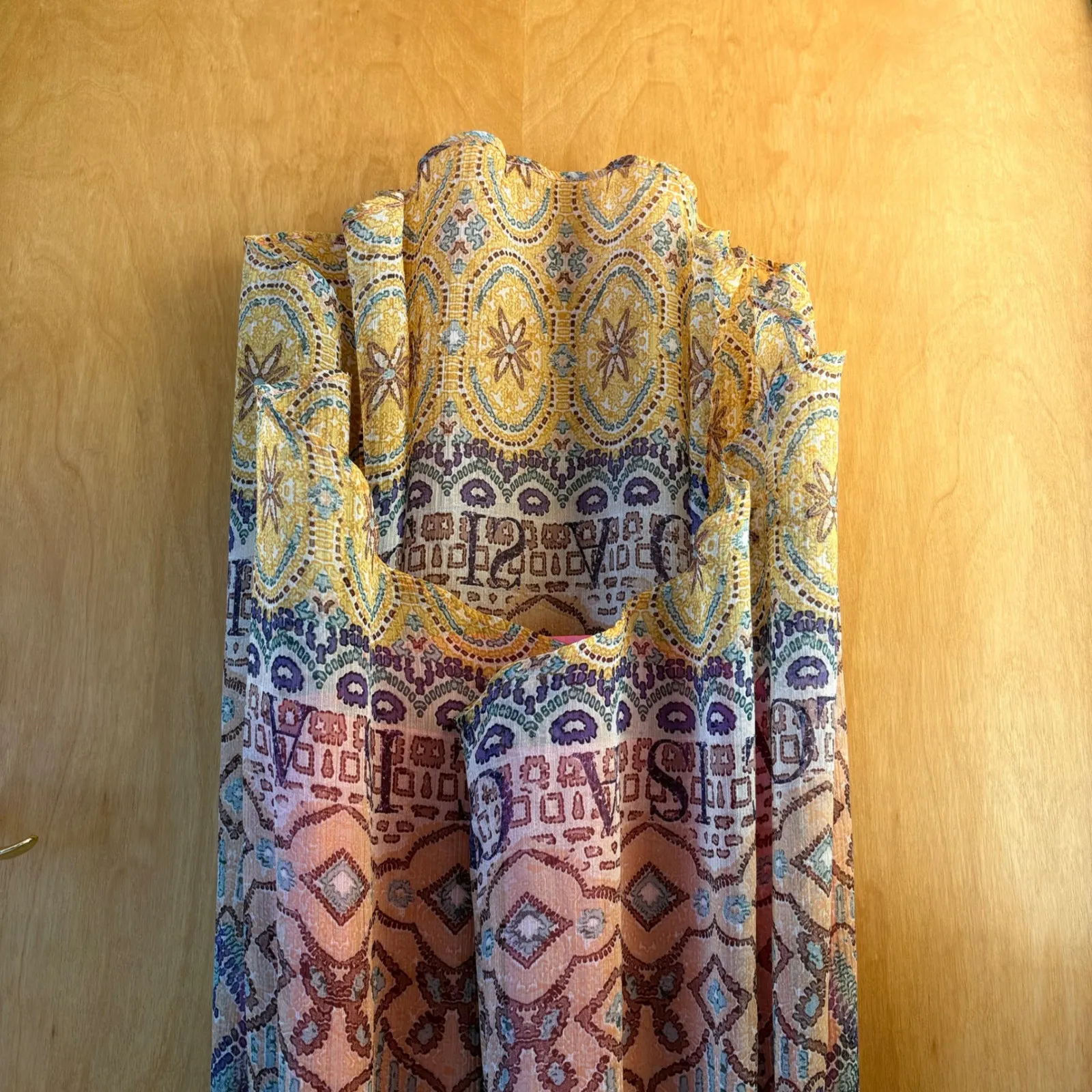 Desigual Maxi Dress Bohemian Paisley Print V Neck Short Sleeve High Low Size 36 - Image 4