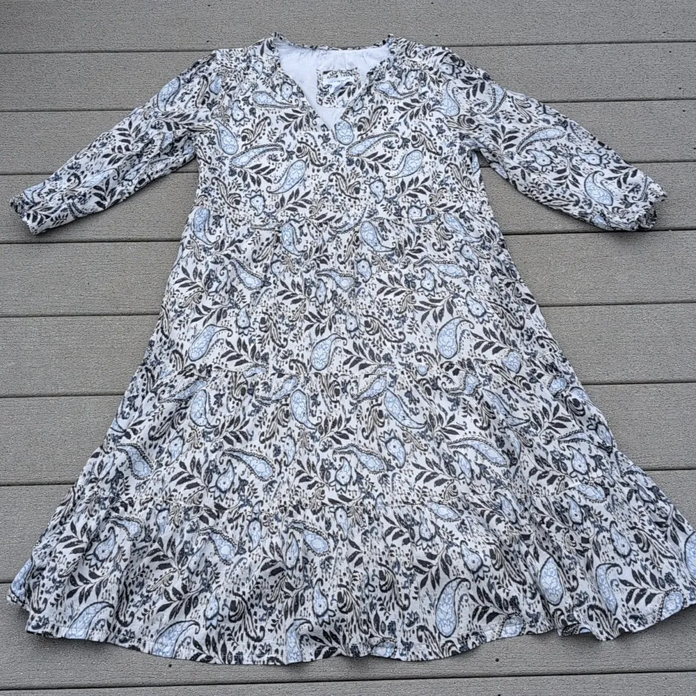 Lucky Brand Paisley V-Neck Dress | Lucky Brand Midi Dress 3/4 Sleeves - Image 6