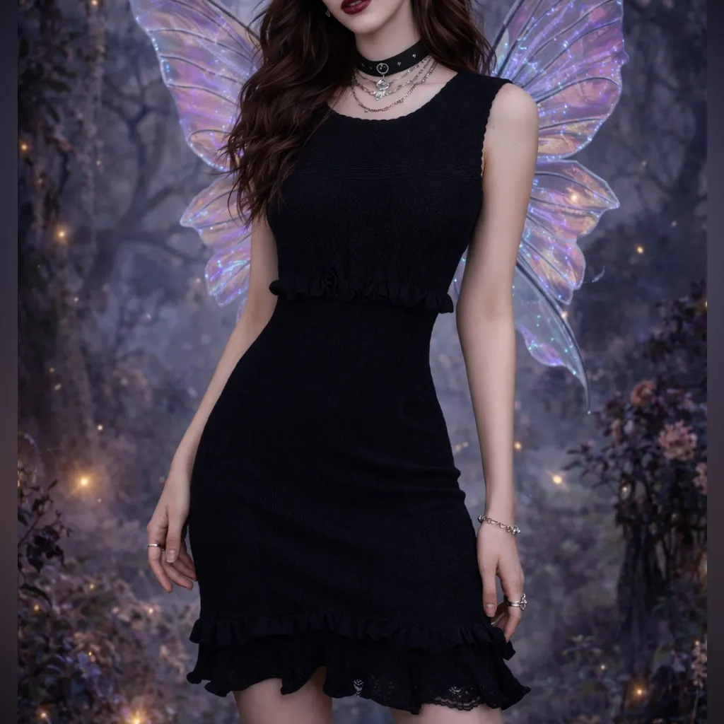 Ronny Kobo Black Sleeveless Knit Dress Size M Whimsigoth Fairycore Size M - Image 11