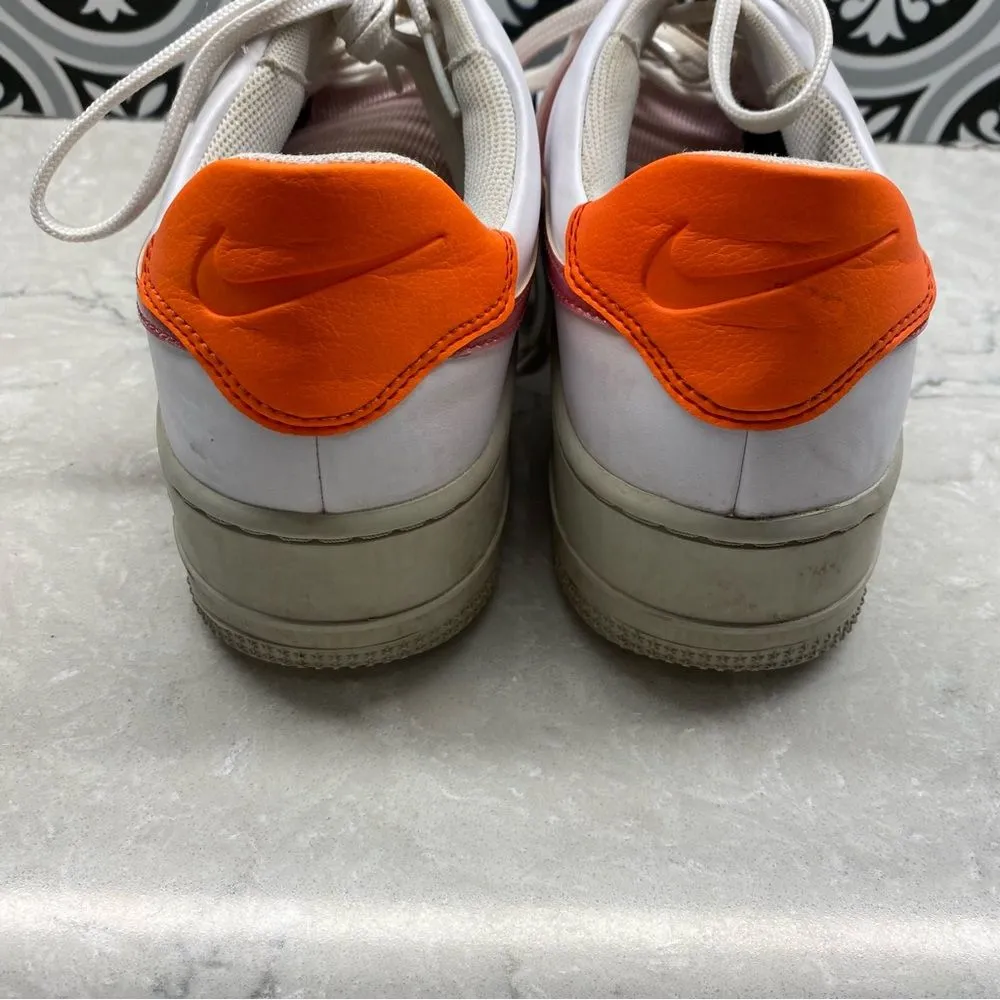 NIKE AIR FORCE 1 9.5 SAGE LOW Women's Athletic Sneakers White Pink Orange - Image 5