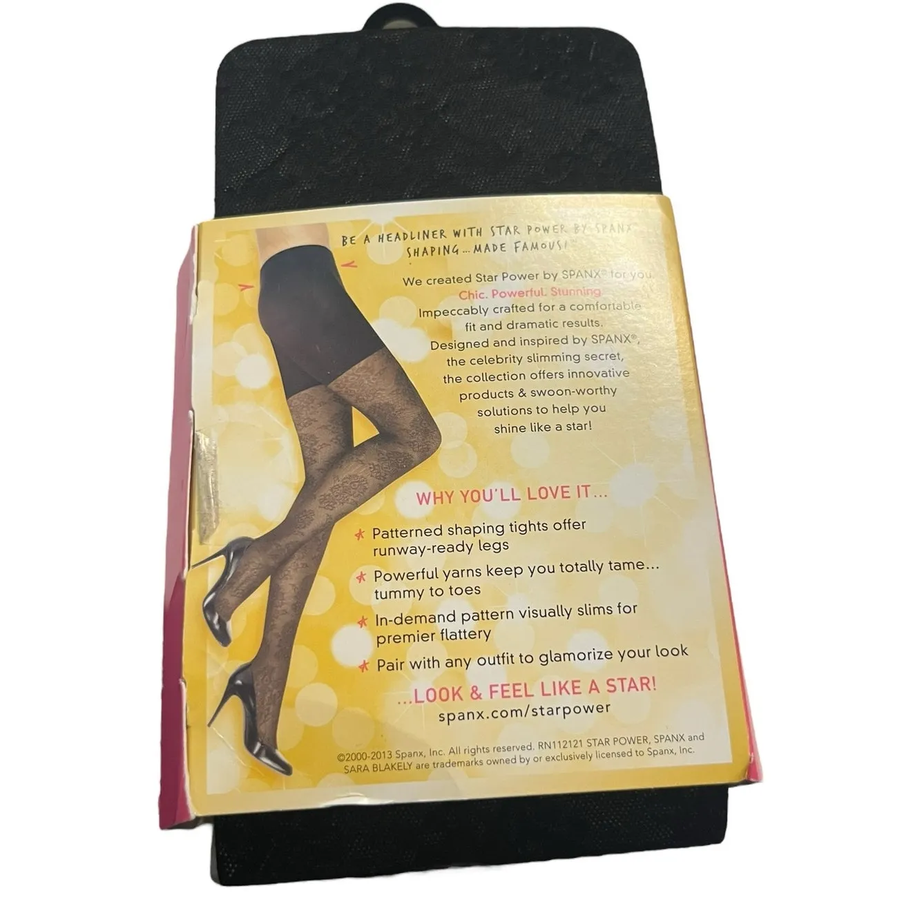 Star Power by Spanx Center-Stage Pattern Shaping Tights Medallion Black B - Image 2