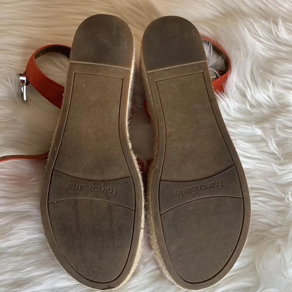 Franco Sarto Wedge Sandals Tennia Espadrille Platform Sandal Tangelo Suede Size - Image 9