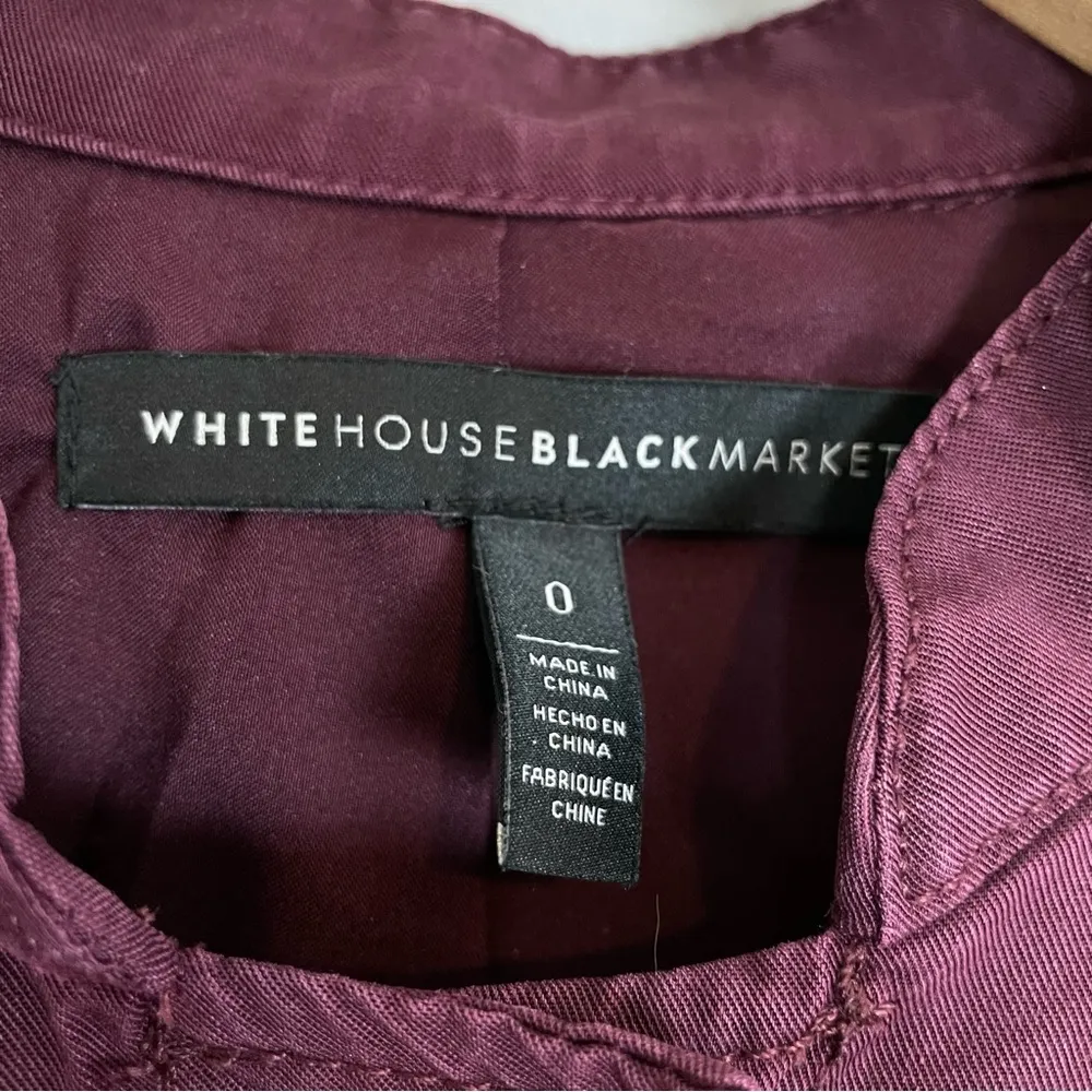 White House Black Market Soft Utility Jacket Lightweight Cabernet Pockets Size 0 - Image 8