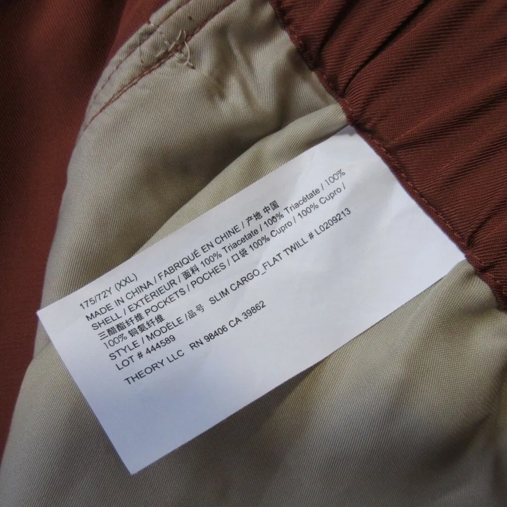 NWT THEORY Slim Cargo Flat Twill Joggers in Clay Utility Pull-on Crop Pants XXL - Image 4