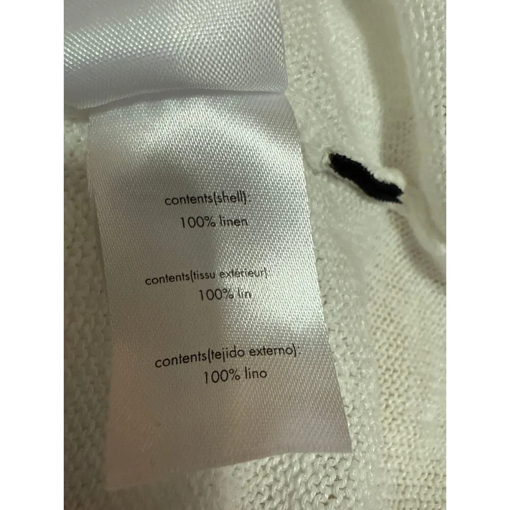 Onia 100% Linen White Long Sleeve Knit Hooded Hoodie Sweatshirt Sweater Top Sz M - Image 4